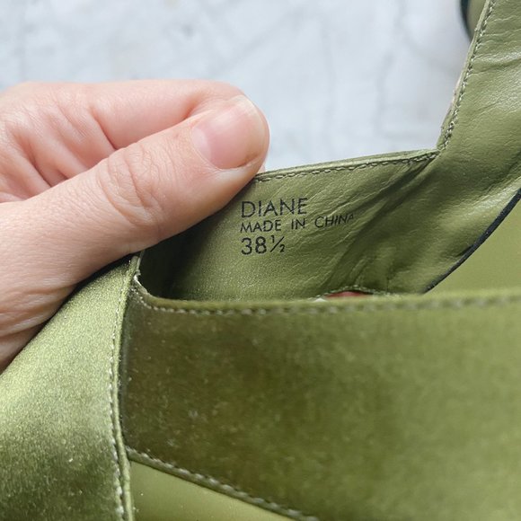 Ash Diane Green Purple Suede Satin Wedge Sandals - Picture 6 of 8